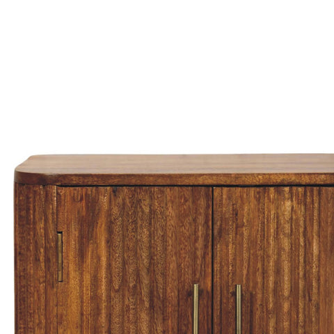 Solis Fluted Mini Sideboard Chest of Drawers | Oak Solid Mango Wood Hand-Carved