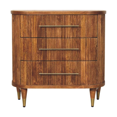 Emerson Ribbed 3-Drawer Chest of Drawers | Oak Solid Mango Wood