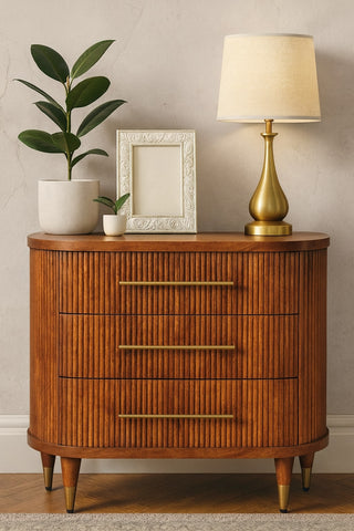 Emerson Ribbed 3-Drawer Chest of Drawers | Oak Solid Mango Wood
