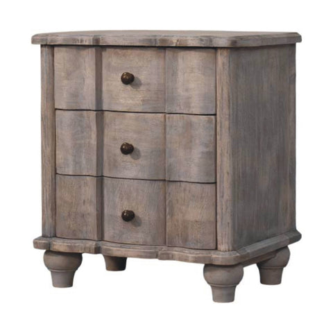 Beaumont Curved Bedside Table | Brass Solid Mango Wood Fluted