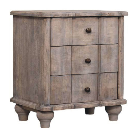 Beaumont Curved Bedside Table | Brass Solid Mango Wood Fluted