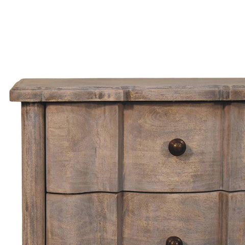 Beaumont Curved Bedside Table | Brass Solid Mango Wood Fluted