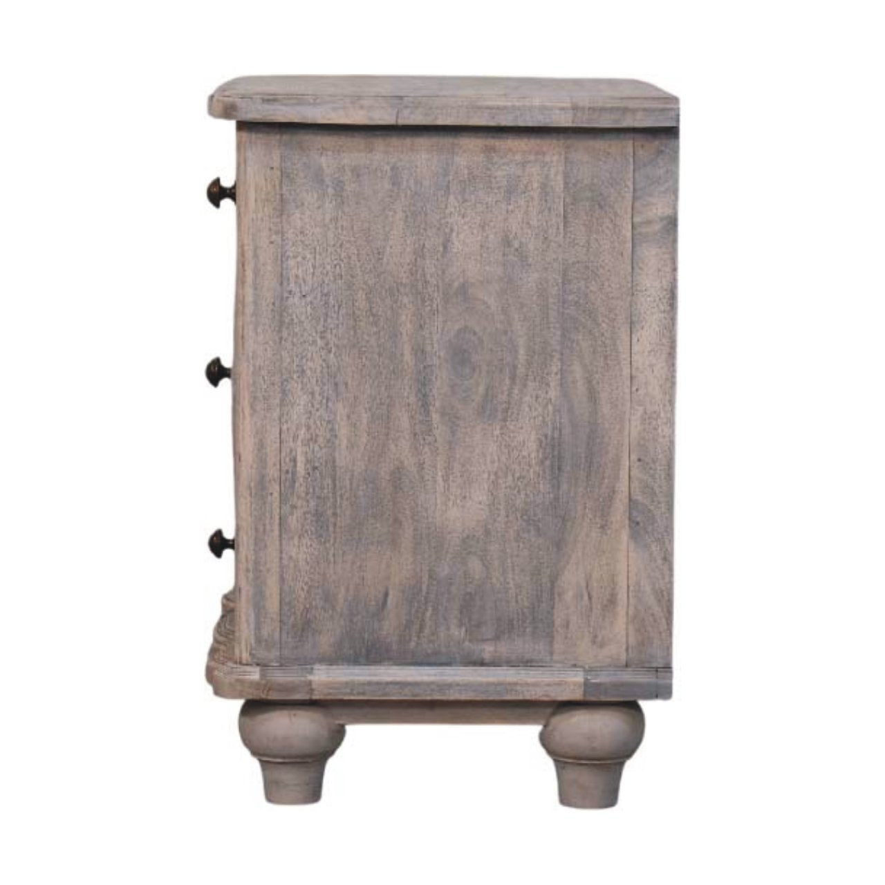 Beaumont Curved Bedside Table | Brass Solid Mango Wood Fluted