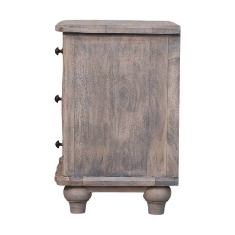Beaumont Curved Bedside Table | Brass Solid Mango Wood Fluted