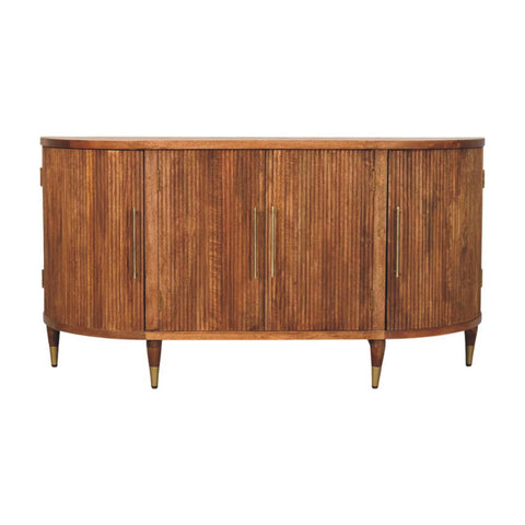 Ravello Curved 4-Door Sideboard Chest of Drawers | Oak Solid Mango Wood Fluted