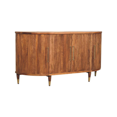 Ravello Curved 4-Door Sideboard Chest of Drawers | Oak Solid Mango Wood Fluted
