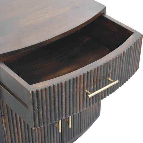 Milan Bedside Table | Brass Velvet Fluted
