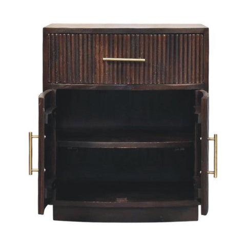 Milan Bedside Table | Brass Velvet Fluted