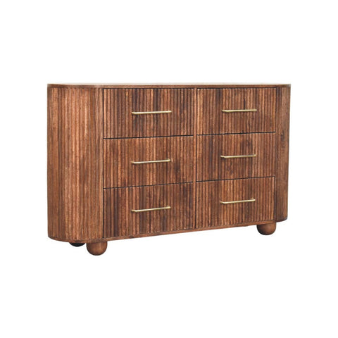 Ridgefront Chest - Roasted Almond Chest of Drawers | Brass Linen Fluted