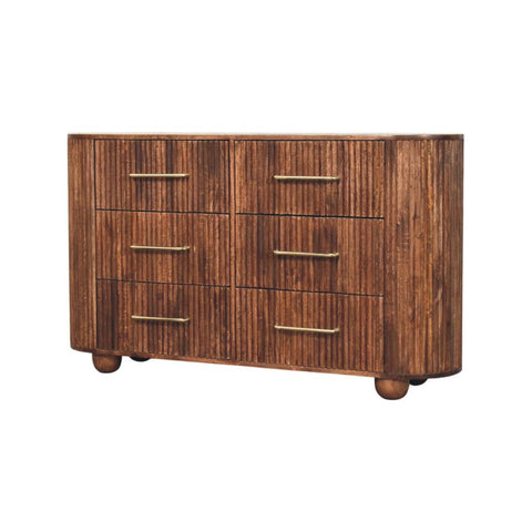 Ridgefront Chest - Roasted Almond Chest of Drawers | Brass Linen Fluted