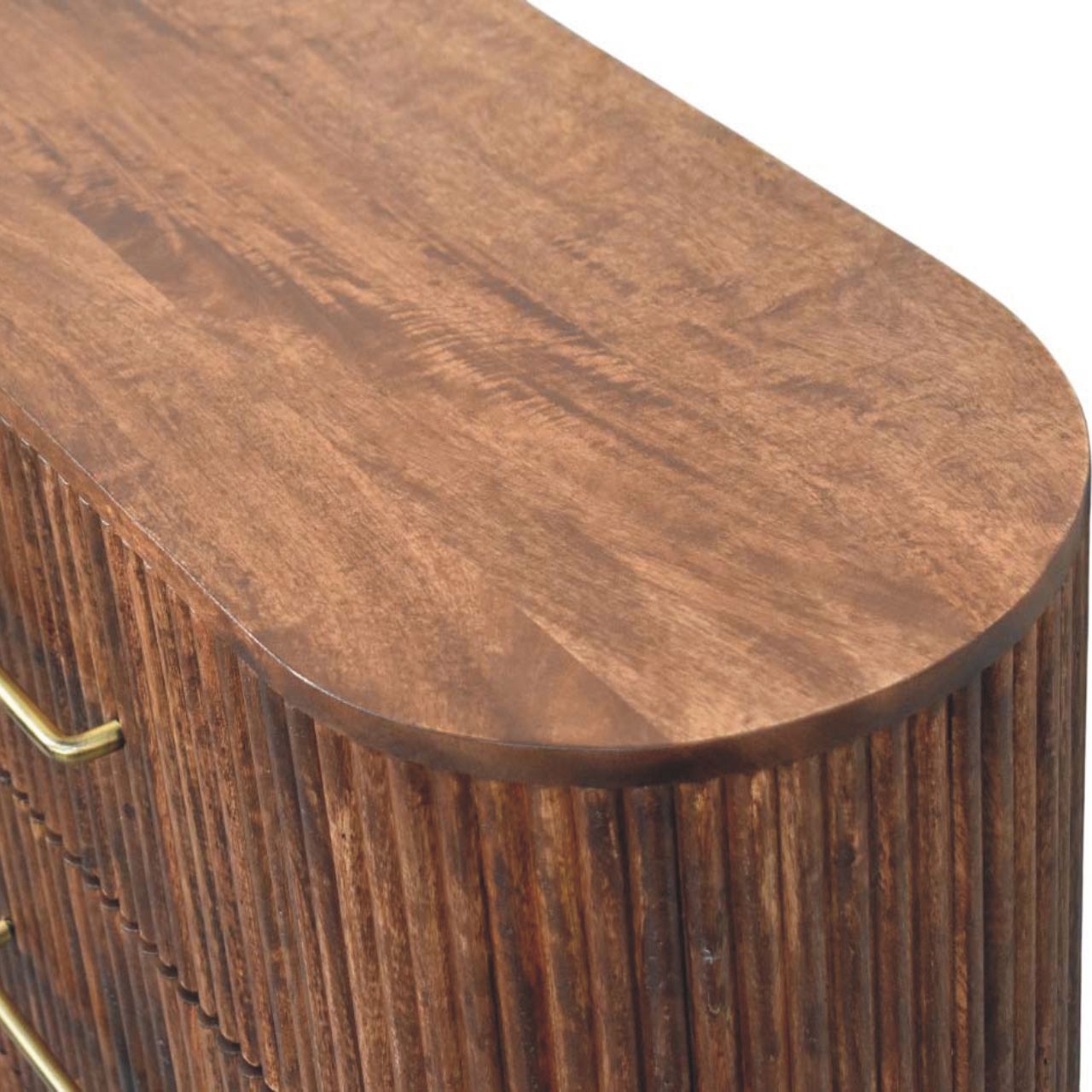 Ridgefront Chest - Roasted Almond Chest of Drawers | Brass Linen Fluted
