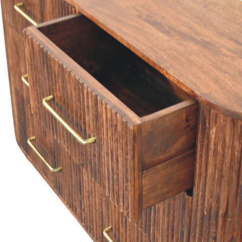 Ridgefront Chest - Roasted Almond Chest of Drawers | Brass Linen Fluted