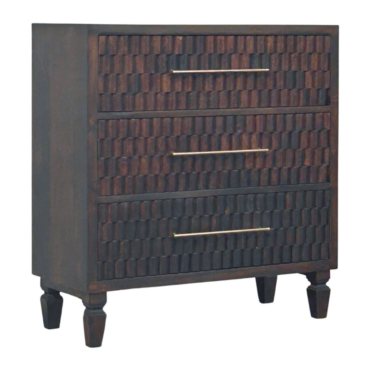 Arno Chest of Drawers | Brass Velvet Hand-Carved
