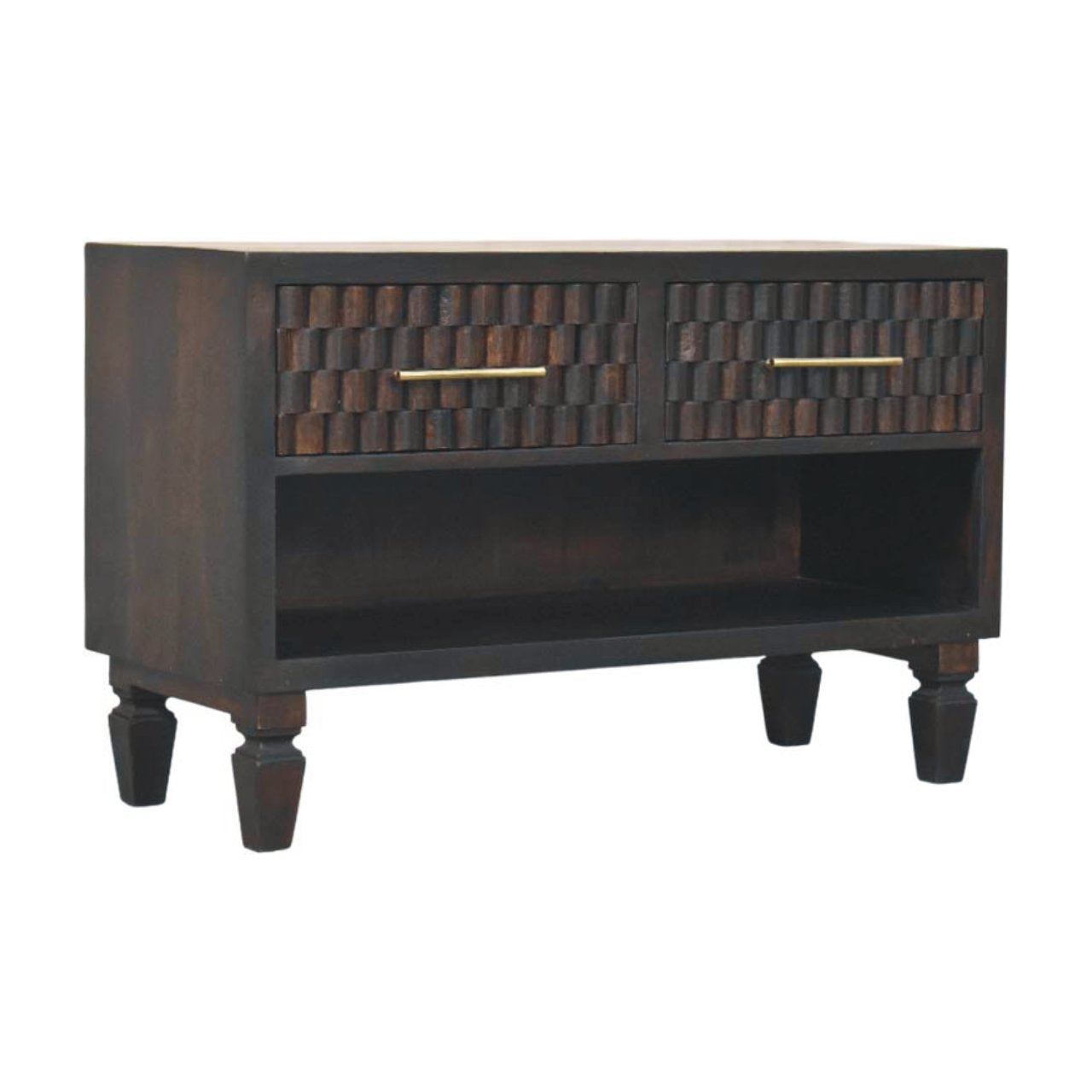 Arno Shoe Storage Unit Storage Bench | Brass Velvet Open Shelf