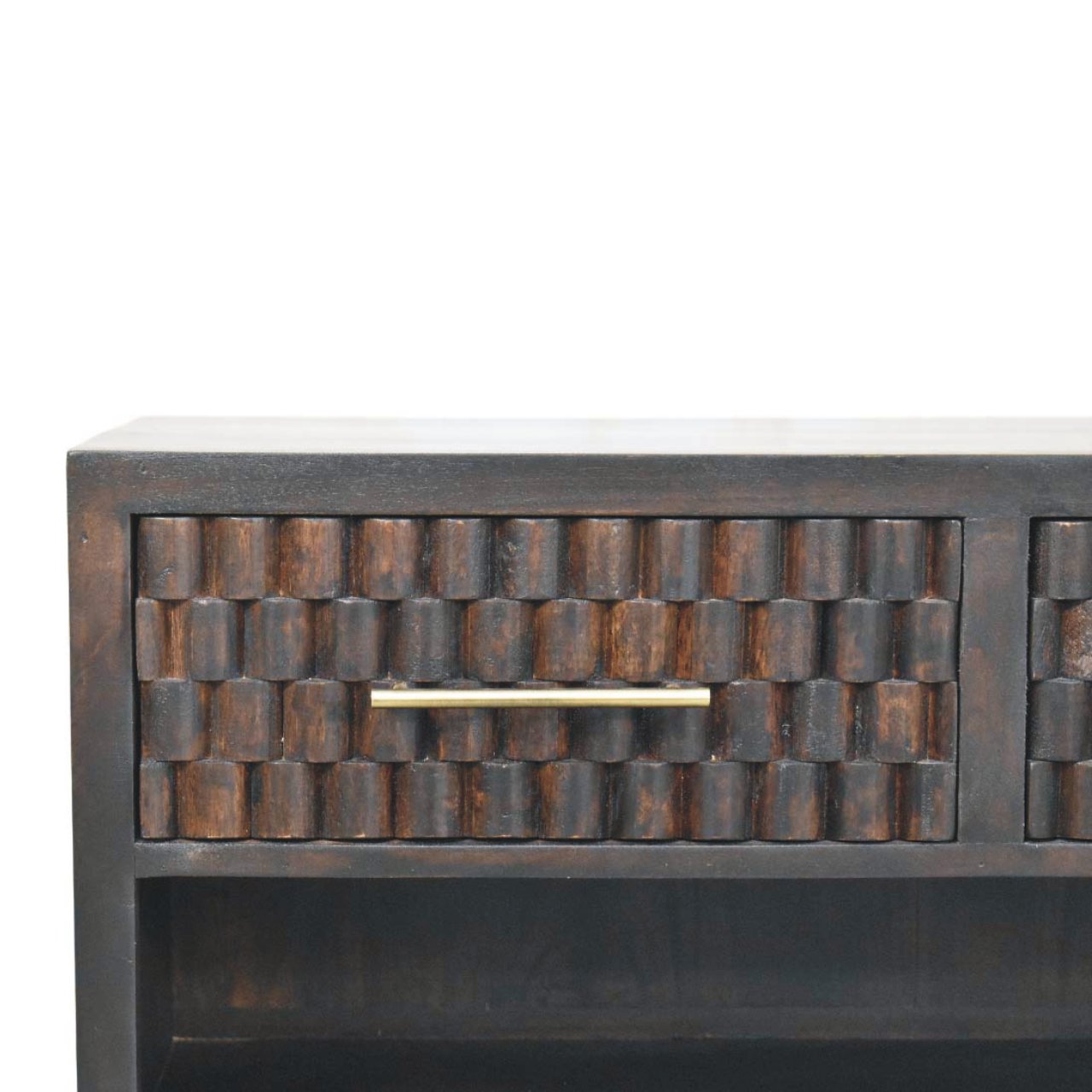 Arno Shoe Storage Unit Storage Bench | Brass Velvet Open Shelf