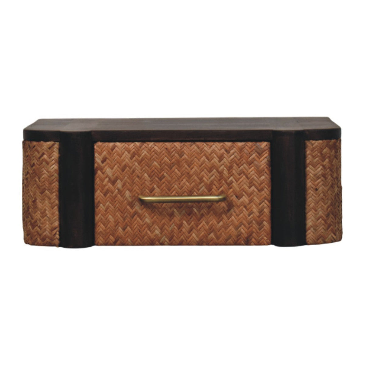 Rattan Curve Wall-Mounted Drawer Bedside Table