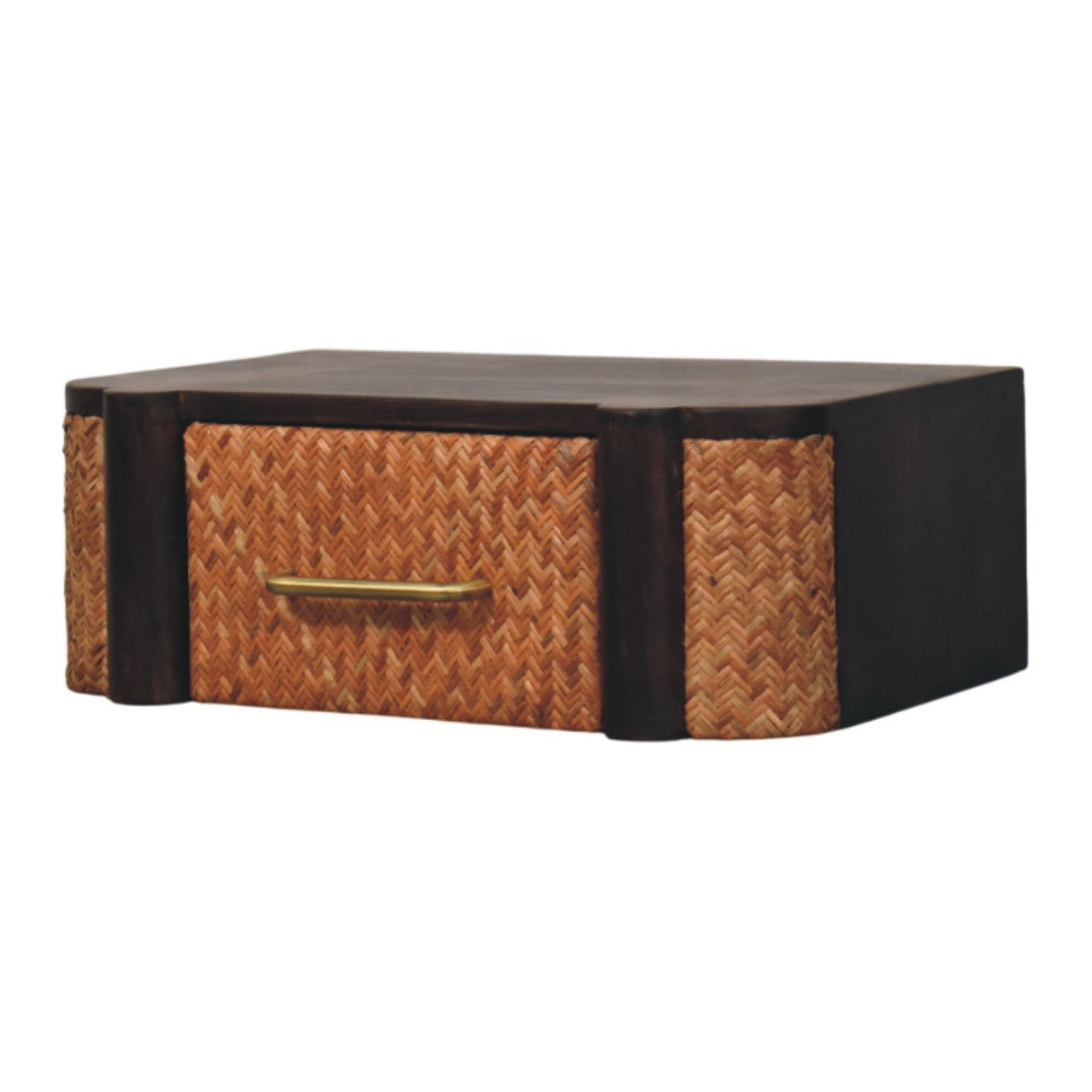 Rattan Curve Wall-Mounted Drawer Bedside Table