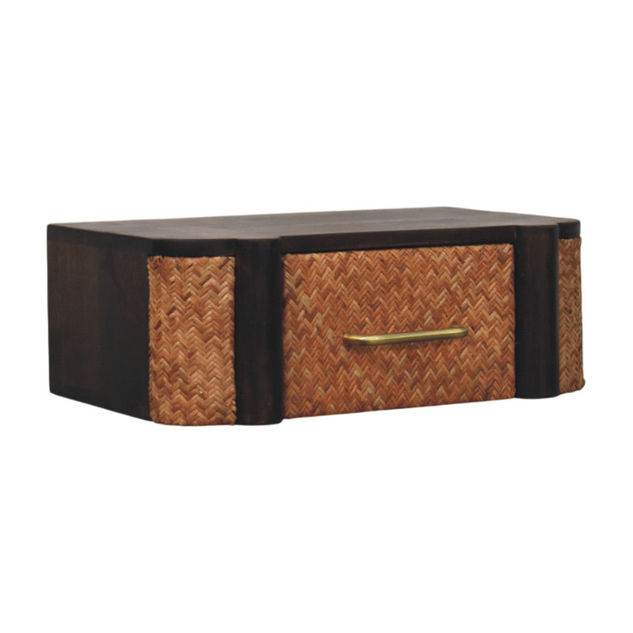 Rattan Curve Wall-Mounted Drawer Bedside Table