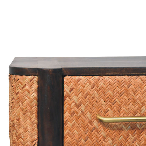 Rattan Curve Wall-Mounted Drawer Bedside Table
