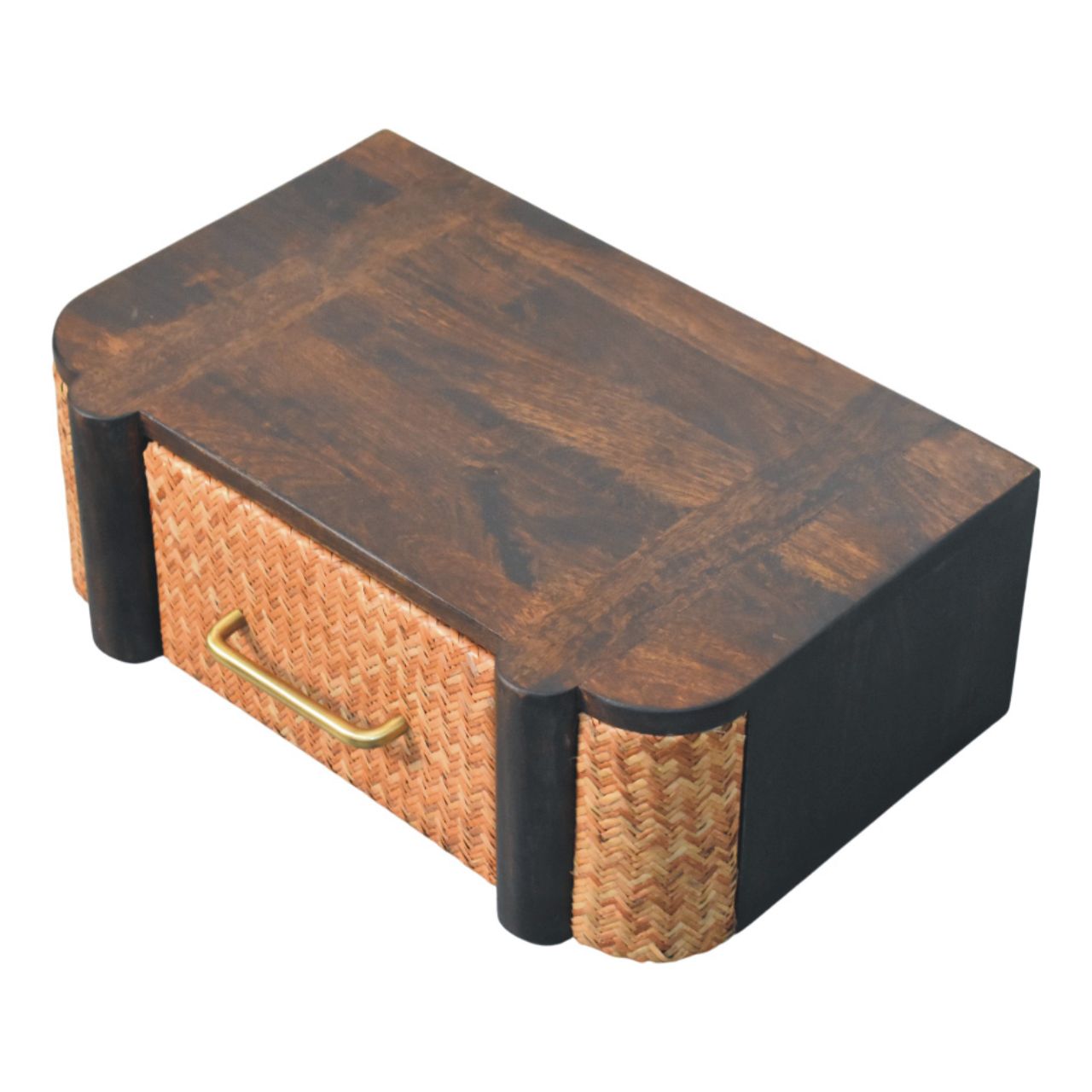 Rattan Curve Wall-Mounted Drawer Bedside Table