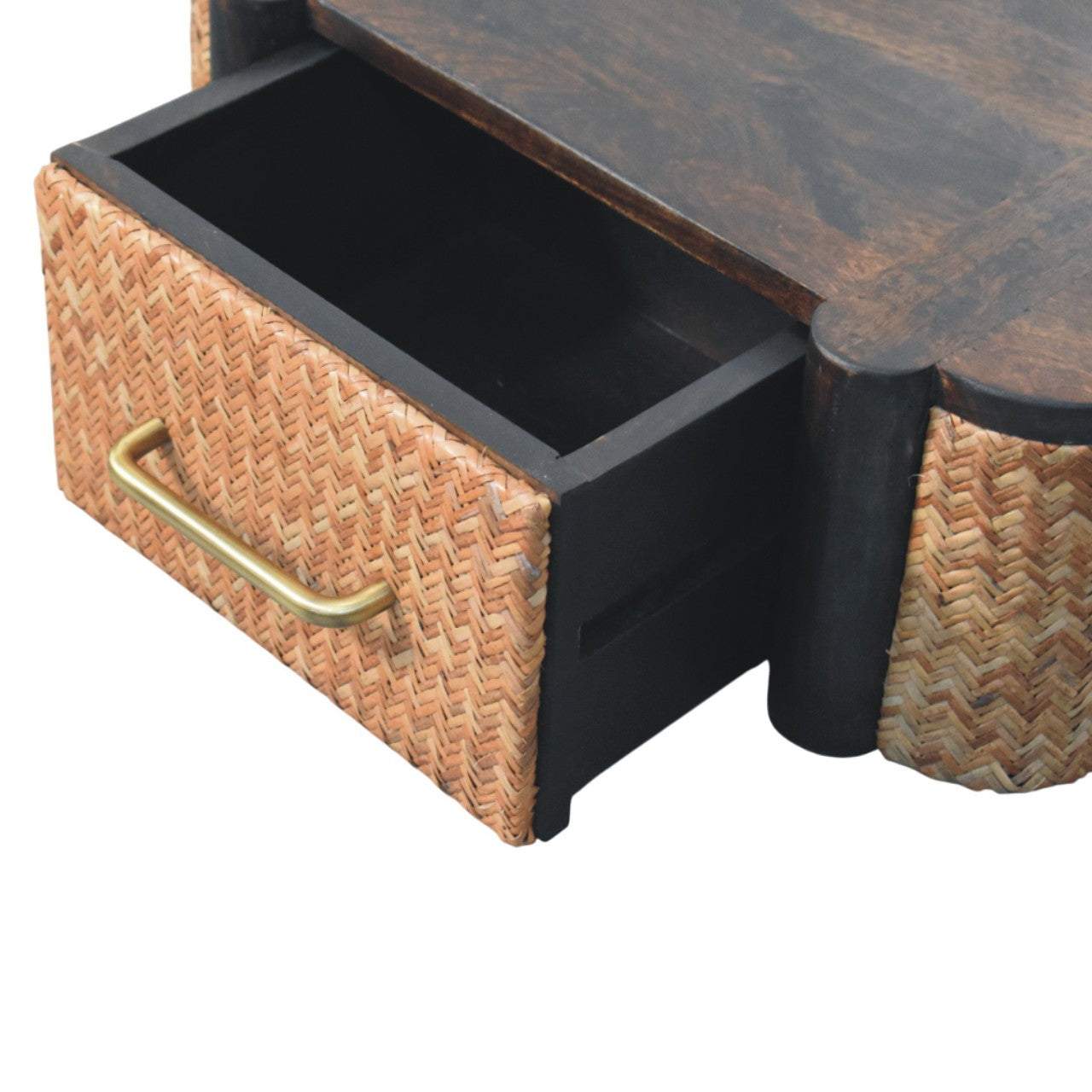 Rattan Curve Wall-Mounted Drawer Bedside Table