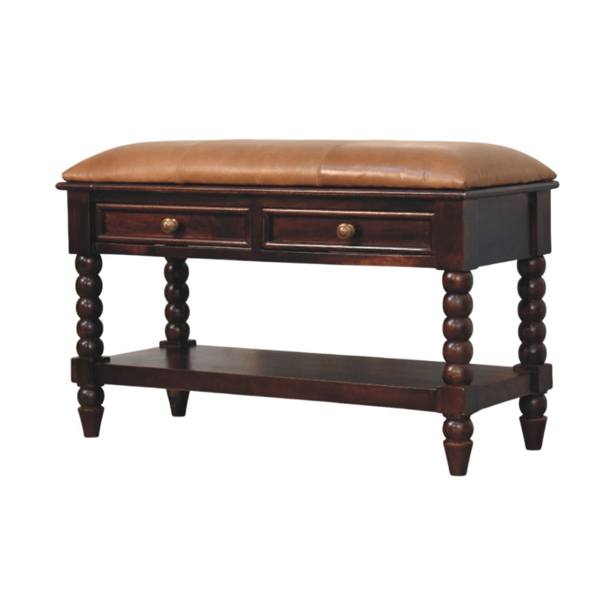 Barclay Bench | Oak Solid Mango Wood Open Shelf
