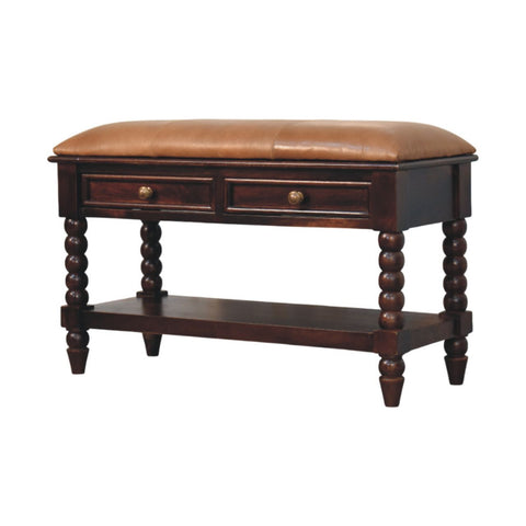Barclay Bench | Oak Solid Mango Wood Open Shelf