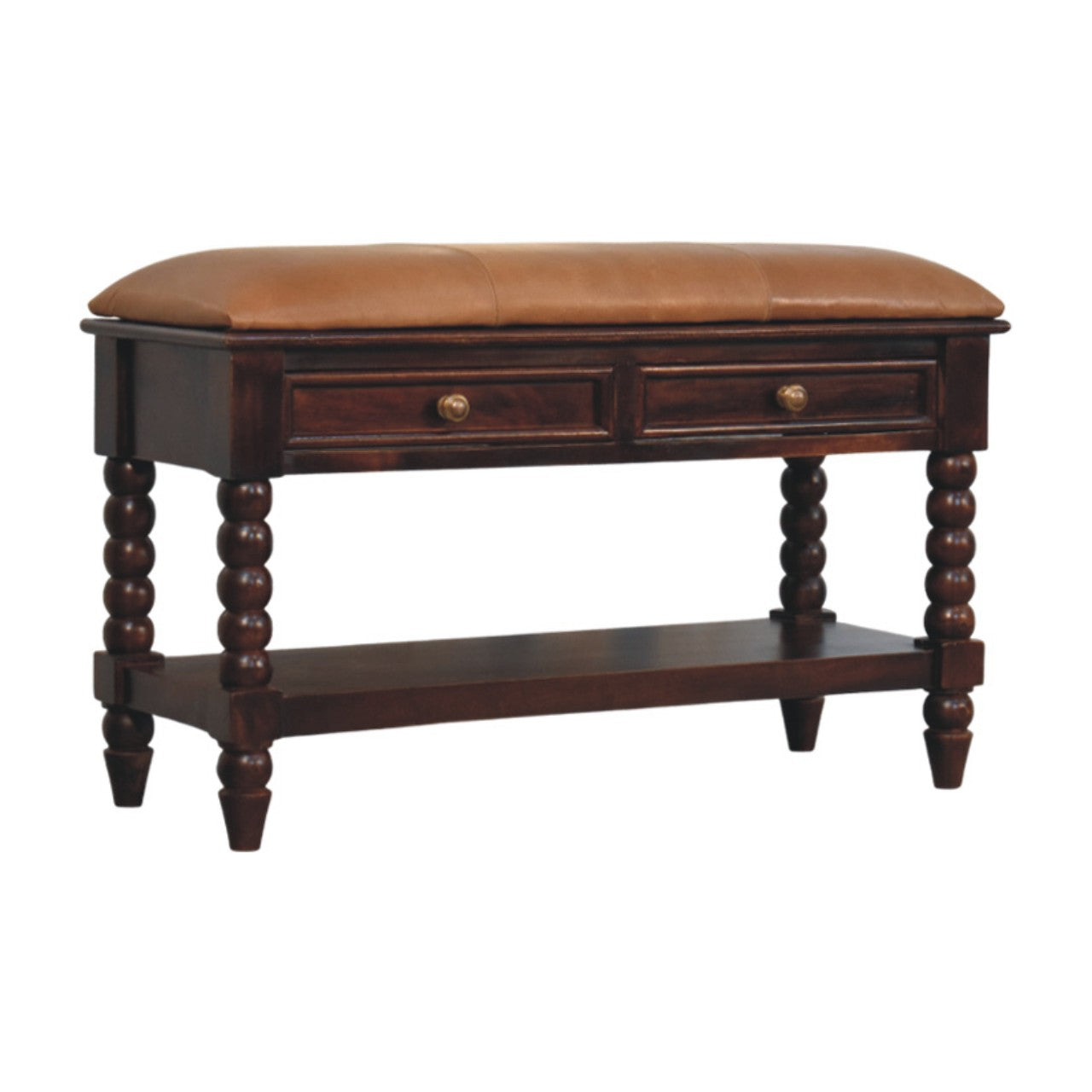 Barclay Bench | Oak Solid Mango Wood Open Shelf