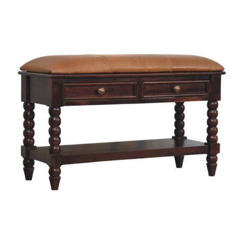 Barclay Bench | Oak Solid Mango Wood Open Shelf