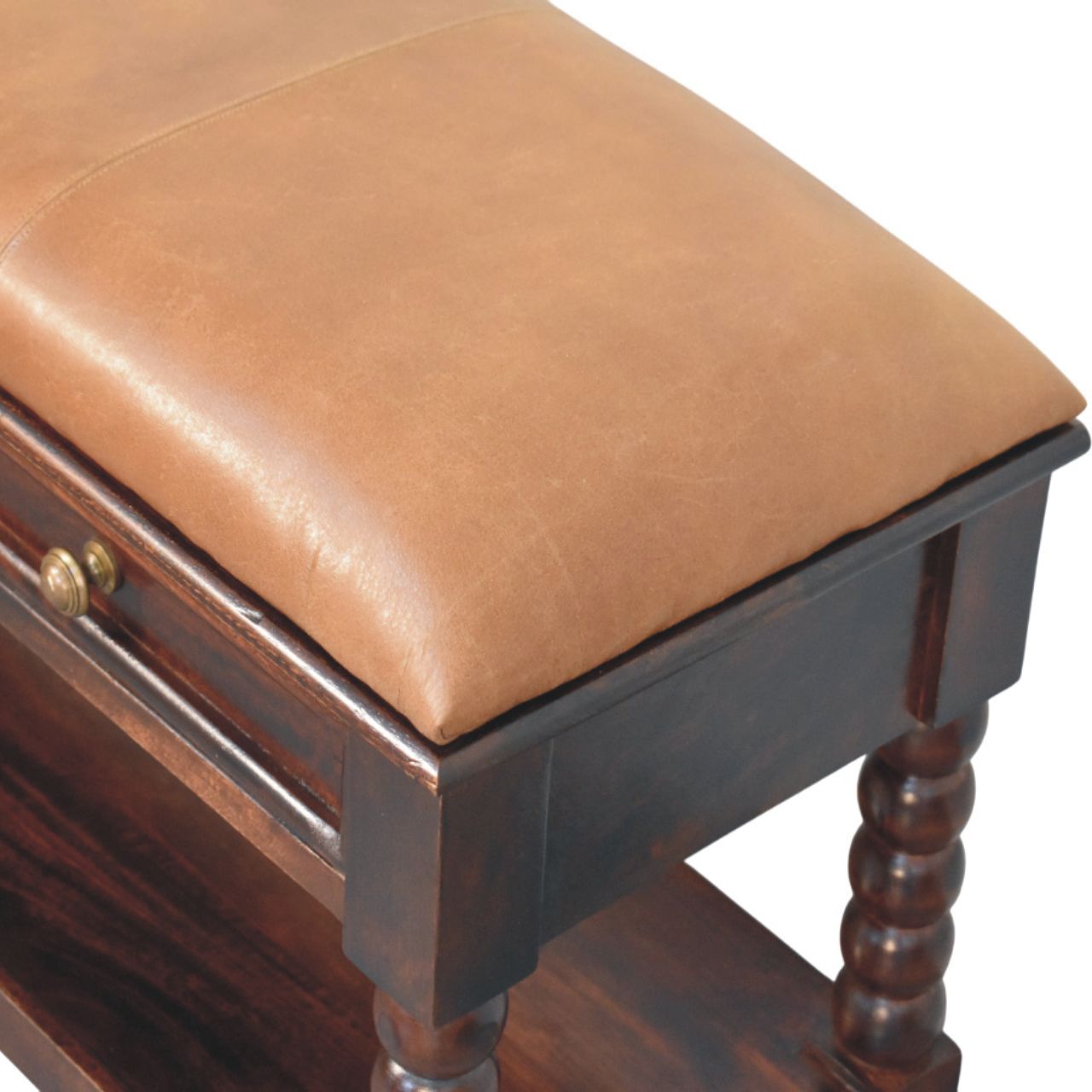 Barclay Bench | Oak Solid Mango Wood Open Shelf