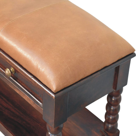 Barclay Bench | Oak Solid Mango Wood Open Shelf