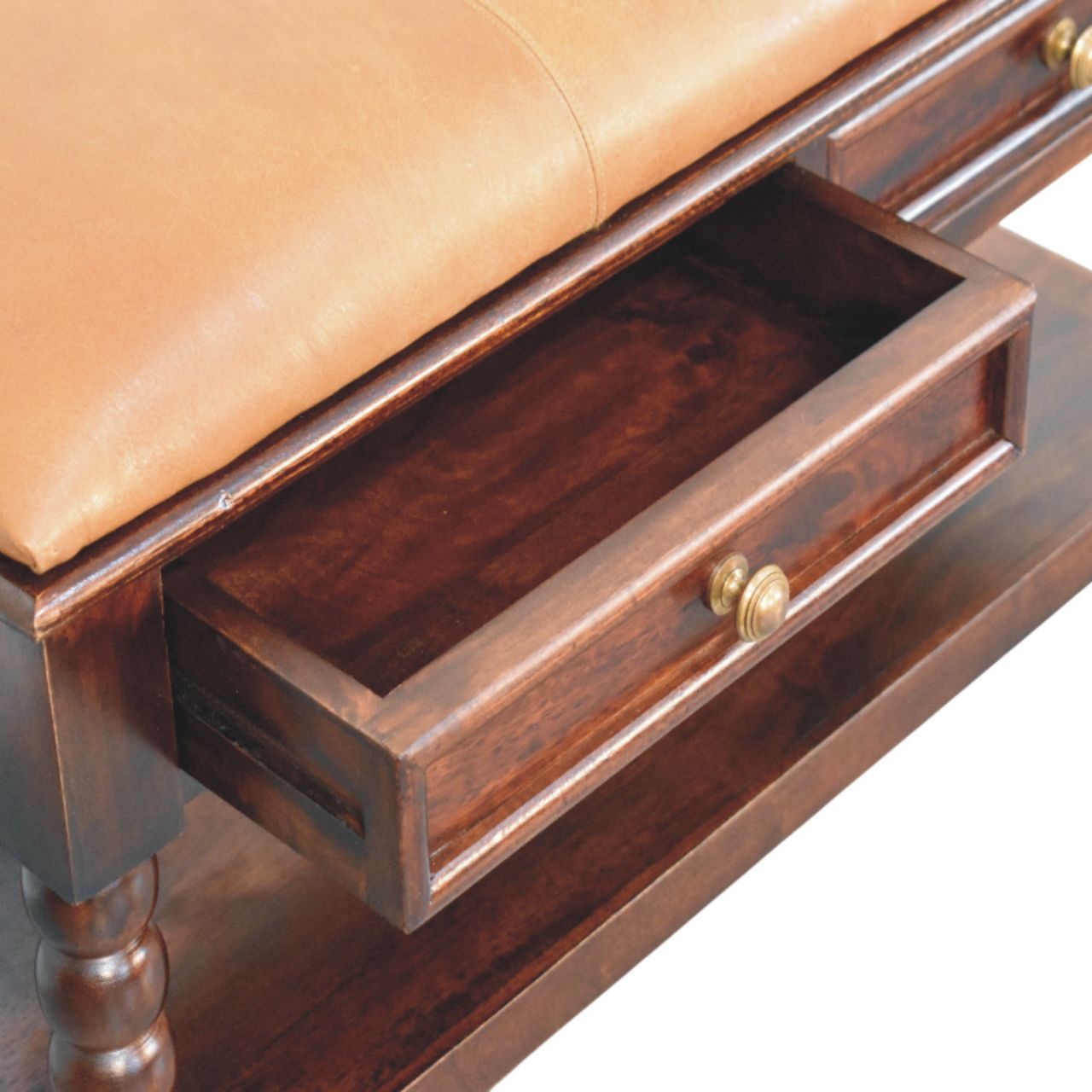 Barclay Bench | Oak Solid Mango Wood Open Shelf