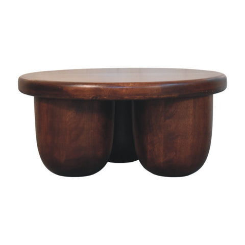 Clara Sculpted Coffee Table | Oak Solid Mango Wood Hand-Carved