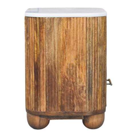 Beaumont Marble Bedside Table | Marble-Effect Solid Mango Wood