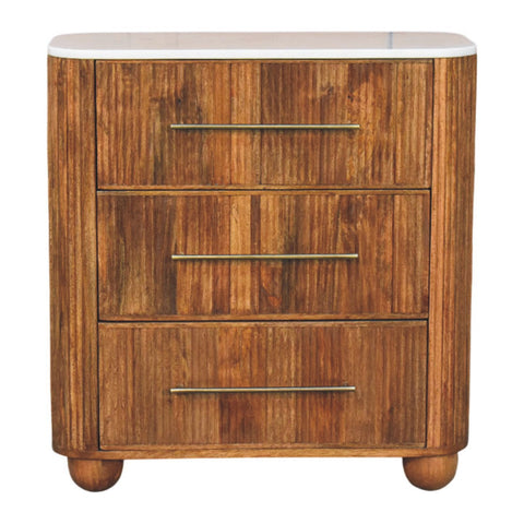 Beaumont Marble Chest of Drawers | Marble-Effect Solid Mango Wood