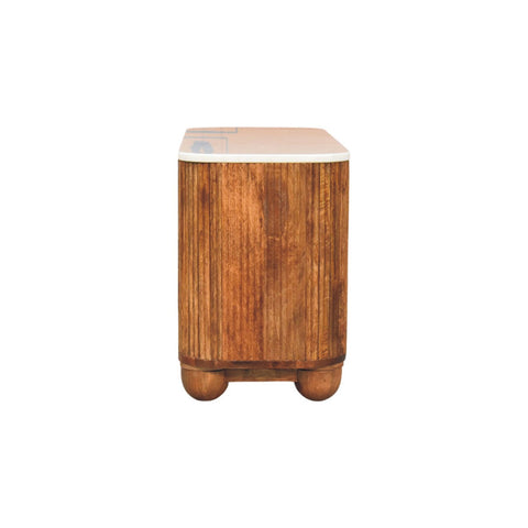 Beaumont Marble Shoe Bench | Marble-Effect Solid Mango Wood