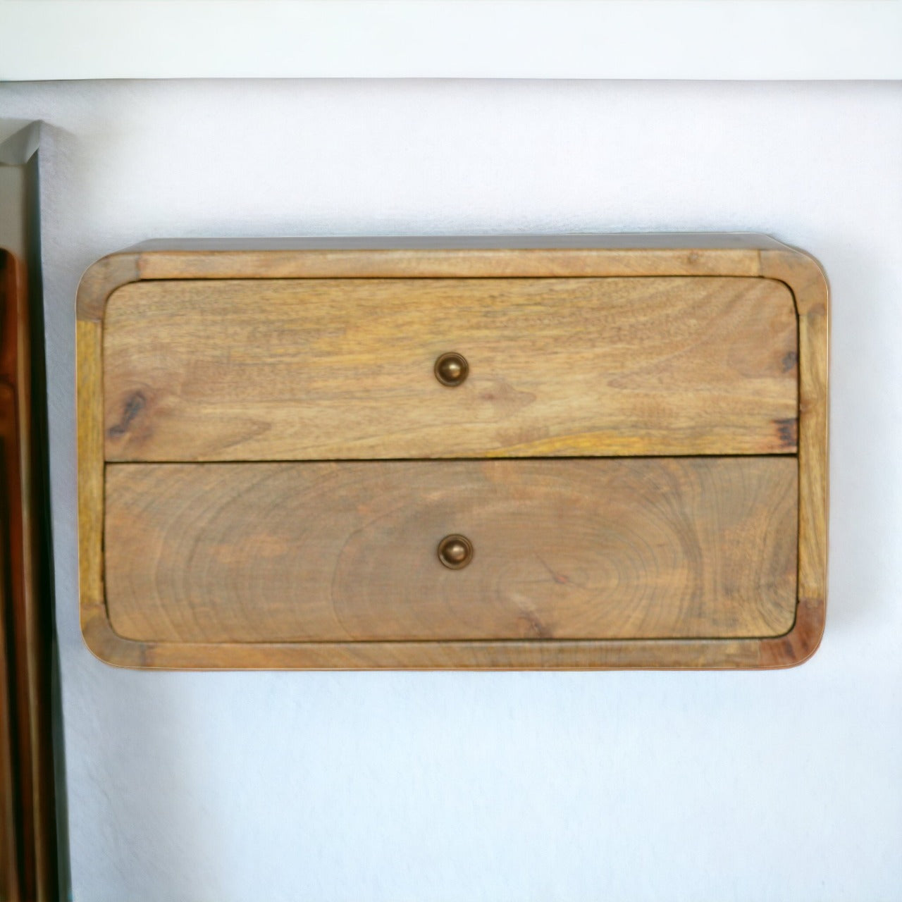 Oak-ish 2-Drawer Floating Bedside Table | Wall-Mounted