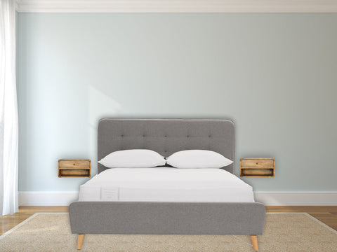 Floating Curve Open Slot Bedside Table | Oak-Ish Mango Wood Wall-Mounted