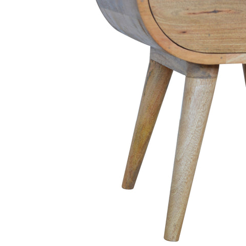 Circular Open Slot Bedside Table | Oak Mango Wood