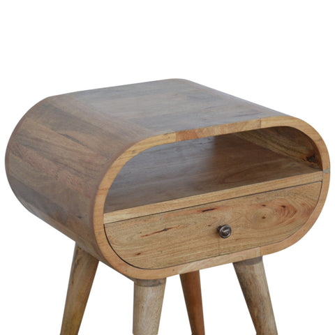 Circular Open Slot Bedside Table | Oak Mango Wood