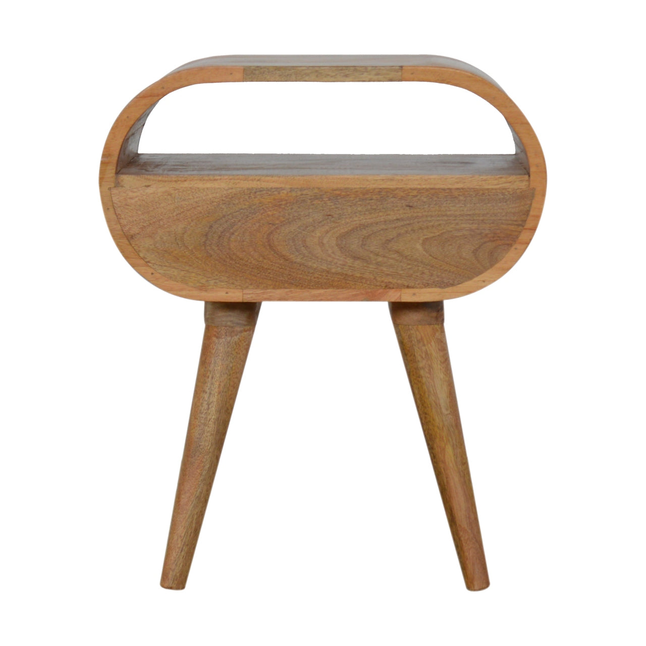 Circular Open Slot Bedside Table | Oak Mango Wood