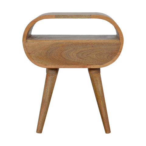Circular Open Slot Bedside Table | Oak Mango Wood