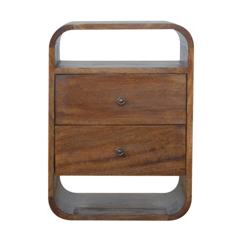 Chestnut Curve 2-Drawer Bedside Table
