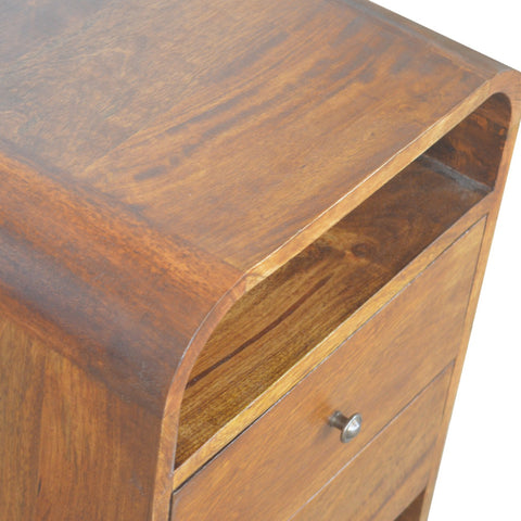 Chestnut Curve 2-Drawer Bedside Table