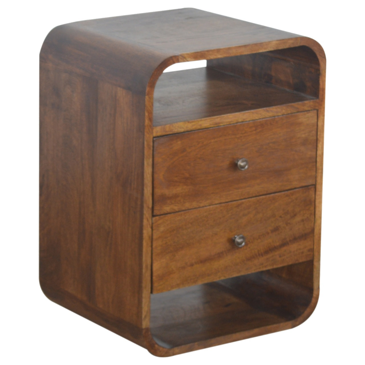 Chestnut Curve 2-Drawer Bedside Table