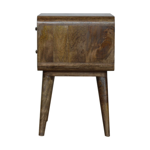 Curved Classic Grey Washed Bedside Table
