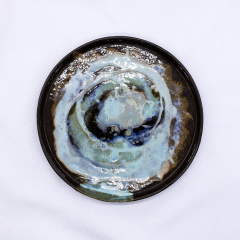 23 cm Coralight Smoked Grey Large Stoneware Handmade Ceramic Dinner Plate