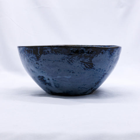 Small Smoked Grey Tidal Blue Wash Handmade Ceramic Stoneware Dinner Bowl