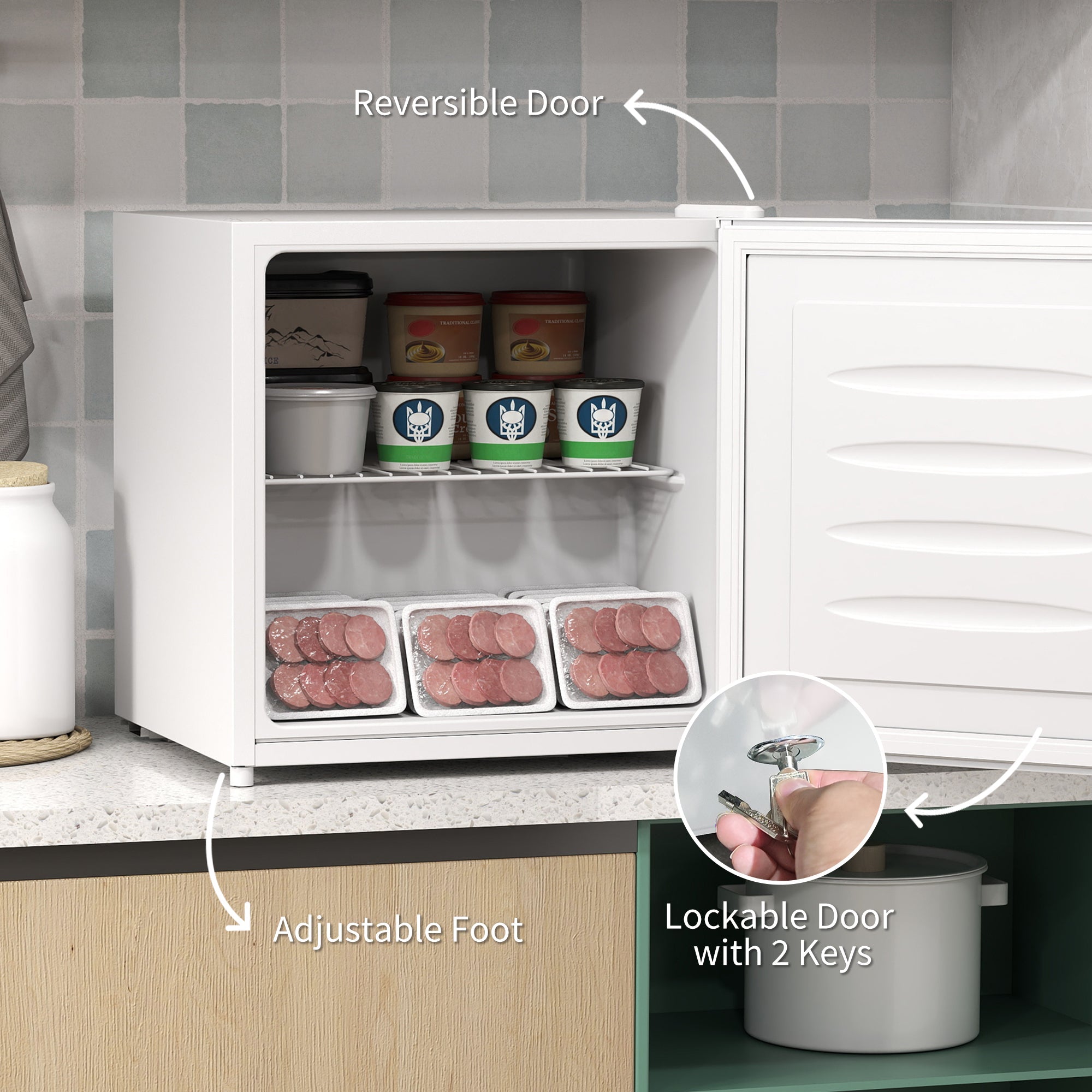 HOMCOM 35L Mini Freezer, -24℃ to -14℃ Temperature - White