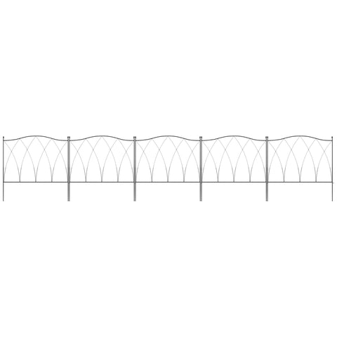 Outsunny Set of Five 61.5cm Decorative Metal Fence Panels - Black